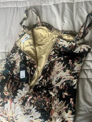 Floral Button-Front Midi Dress in Multi Brown thumbnail 9