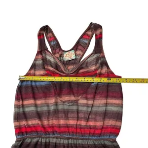 Free People Size XS Baja Stripe Tank Top Maroon Brown Southwestern Boho Vintage thumbnail 5