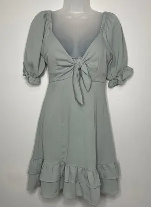 Double Zero Puff Sleeve Mini Dress in Sage thumbnail 2