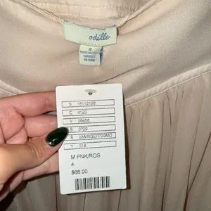NWT $88 Anthropologie x Odille Pink Chiffon Lined V-Shaped Yoke Waist Skirt 4 thumbnail 4