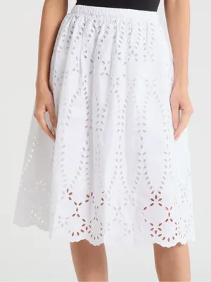 Frank & Eileen Gracie White Eyelet Midi Skirt NWT XL thumbnail 1