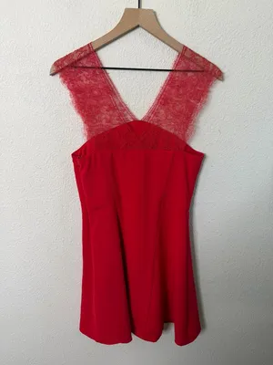 The Kooples Red Crepe Lace Bustier Fit & Flare Dress Womens Size M‎ thumbnail 9