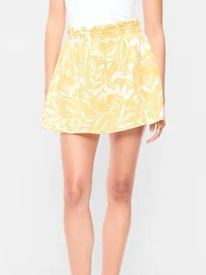 Old Navy Crinkle Gauze Ruffle Waist Mini Skort Size Large Yellow Floral thumbnail 8