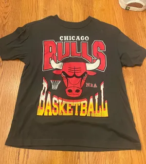 NBA Chicago Bulls Black T-Shirt with Red and Yellow Graphic thumbnail 1