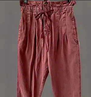 Free People NWOT Margate Pleated Paperbag Waist Burgundy Drawstring Pants, XS thumbnail 4