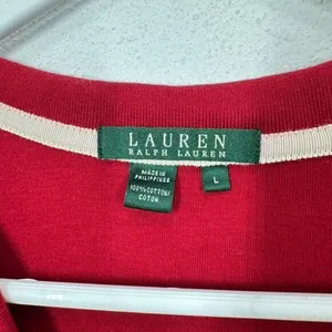Lauren Ralph Lauren Size Large Vintage V Neck Polo Embroidered Monogram Preppy thumbnail 4