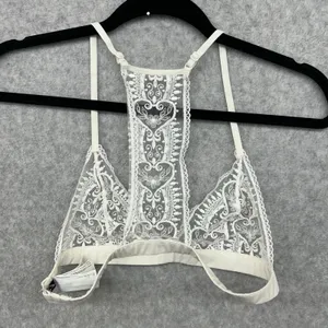 Etam Women’s Size 34B White/Ivory Heart And Floral Sheer Lace Bralette thumbnail 5