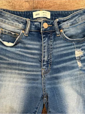 BKE Billie Slim Fit High Rise Ankle Skinny Medium Wash Distressed Jeans 26 thumbnail 2