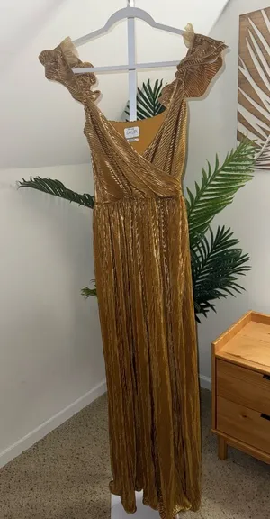 SAYLOR IMARA MAXI GOLD PLEATED DRESS SZ‎ Small thumbnail 1