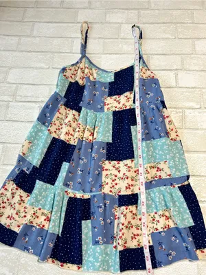 Altar’d State Patchwork Floral Sundress in Navy, Light Blue & Cream thumbnail 6