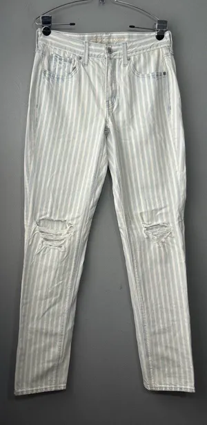 American Eagle Outfitters Tomgirl Jeans Size 6 X Long Blue White Striped Denim thumbnail 1