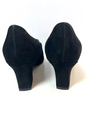 Karen Scott Riley Black Suede Leather Square Toe Block Heel Pumps Size 10M thumbnail 6