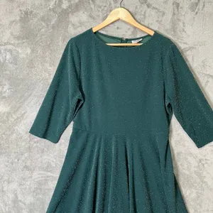 Unique Vintage XL Emerald Glitter Dress Vintage Inspired‎ Fit Flare Pin Up New thumbnail 2