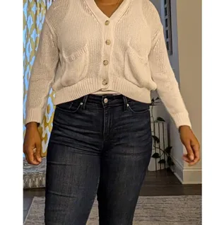 POLO RALPH LAUREN White Linen Blend Long Sleeve Knit Button Front Cardigan M thumbnail 10
