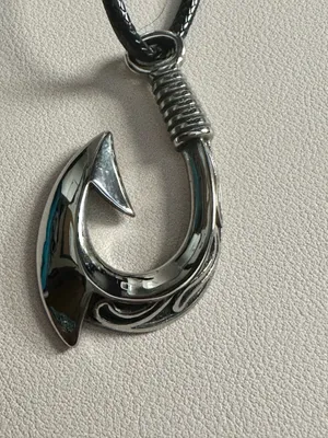Stainless Steel Fishing Hook Pendant Necklace thumbnail 2