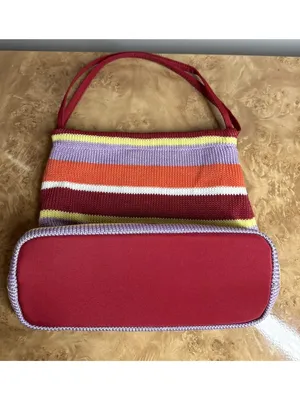 The Sak Original Striped Knit Shoulder Bag Red Orange Purple Y2K Boho Purse thumbnail 3