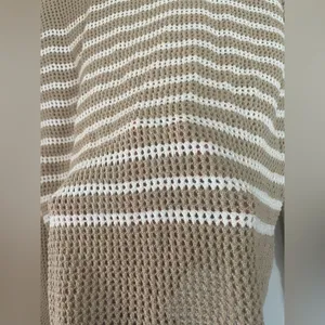 Gap Striped Cotton Crochet Sweater Medium Coastal Beach Preppy Nautical Neutral thumbnail 7