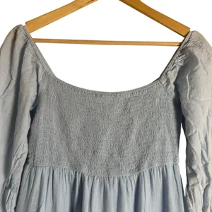 Area Stars Eyelet Trim Light Blue Long Sleeve Square Neck Dress Size Medium thumbnail 6