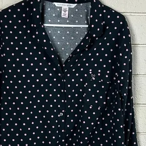 Victoria's Secret black and pink polka dot button-down pajama top size XL thumbnail 7
