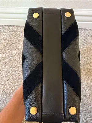 Michael Kors Rollins Small Chevron Satchel Top Handle Bag Black Purse thumbnail 6