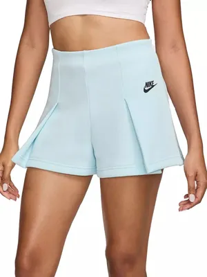 Nike High-Waisted Pleated Shorts in Light Blue thumbnail 1