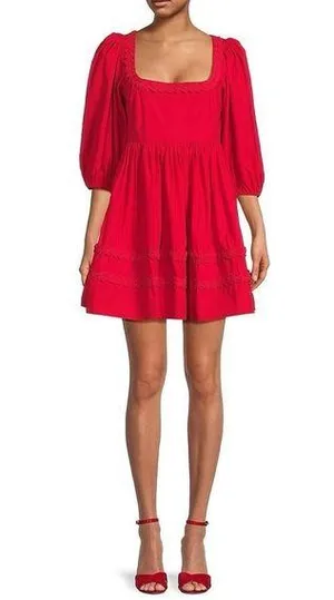 NWT RHODE Red Daya Mini Dress in Popppy sz 12 thumbnail 1