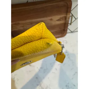 Coach Double Corner Zip Wristlet pebble leather This compact pouch bright yellow thumbnail 12