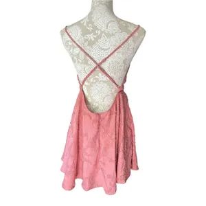 Lulus Days of Beauty Burnout Floral Jaquard Skater Dress Vtg Dusty Rose Pink L thumbnail 7