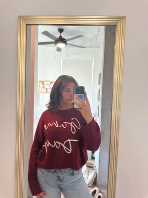Francesca's CUTE MAROON GAMEDAY SWEATER thumbnail 2
