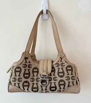 Etienne Aigner Shoulder Bag Purse Women's Tan Double Handle Signature Logo thumbnail 1