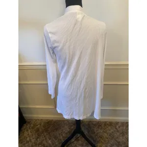 Calvin Klein Sleepwear White Waffle Knit Open Front House Coat Robe Cover Up thumbnail 4