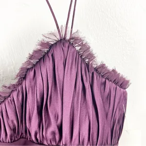 BADGLEY MISCHKA 100% Silk Burgundy Embellished Bodice Shoulder Cover Dress 6 thumbnail 10