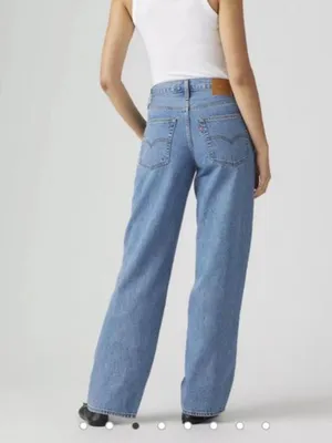 Levi’s blue denim straight leg high rise jeans DAD jeans Size 25 thumbnail 7