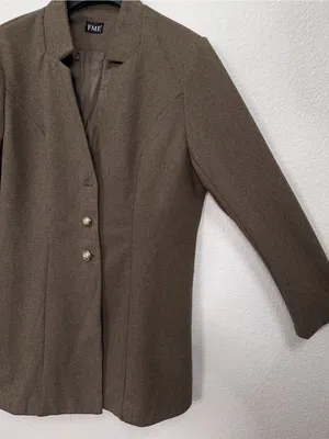 FME Brown Longline Blazer Gold Button Tailored Jacket Minimalist Quiet Luxury thumbnail 5