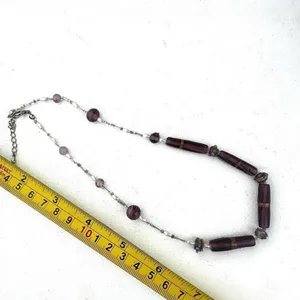 Purple faux pearl glass beaded necklace thumbnail 5