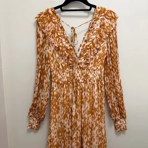NWT Anthropologie Odetta Ruffled V Neck Maxi Dress Leopard Orange Size XS thumbnail 7