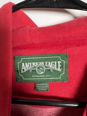 American Eagle Red Fleece Oversized Hoodie Graphic Pullover Size XS thumbnail 4