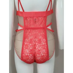 French Affair Lace Mesh Bodysuit Teddy Lingerie Floral Cutout Strappy 1X NWT thumbnail 6