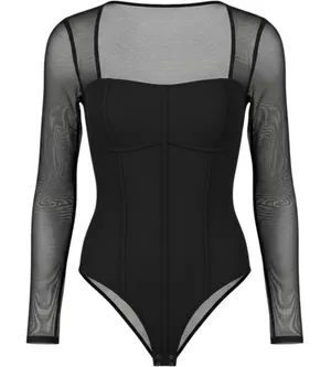 Abercrombie & Fitch Mesh Long Sleeve‎ Corset Bodysuit Small Whimsigoth Boudoir thumbnail 1