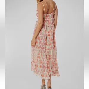 Misa‎ Los Angeles Halter Ruffle Midi Dress Floral Flowy Asymmetrical Size Small thumbnail 13