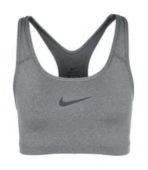 Nike M Medium Sports Bra Racerback Center Swoosh Logo Gray Black Workout Fitness thumbnail 1