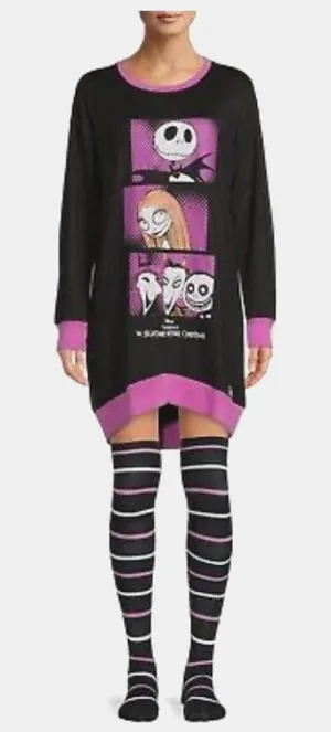 NWT Disney Nightmare Before Christmas Halloween Sweater Dress Tunic Top Women XS thumbnail 1
