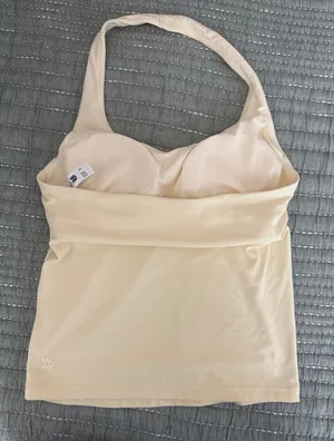 All In Motion Everyday Soft Yellow Halter Top Built-in Shelf Bra Active Tank XS thumbnail 1