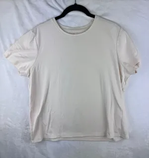 L.L.Bean Womens XL Reg Cream Short Sleeve Crew‎ Neck T Shirt Cotton Basic thumbnail 1