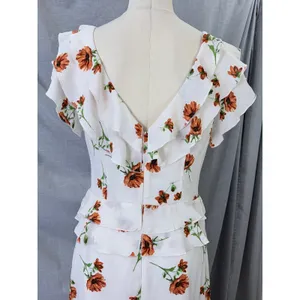 Ali & Jay White Orange Floral Ruffle‎ Peplum Maxi Dress M Wedding Guest Summer thumbnail 12