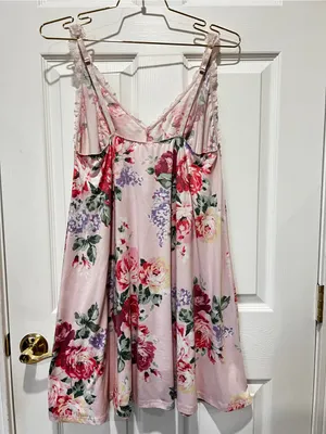 Flora Nikrooz Chemise Slip Nightgown Pajama Dress Size XL Pink Floral Lace thumbnail 5