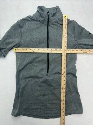 Nike Pro Dri-FIT Womens Gray Half-Zip Pullover Mock Neck w/Thumbholes Medium thumbnail 10