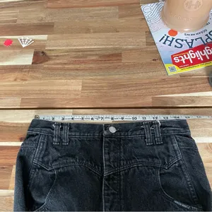 Vintage Black High Waisted Straight Tapered Jeans 100% cotton Made in USA thumbnail 7