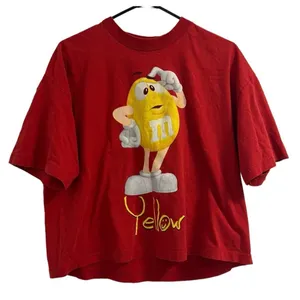 VINTAGE M&Ms Yellow T Shirt Size L/XL‎ Short Sleeve Graphic Red 90s Y2K thumbnail 1