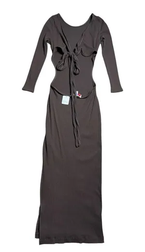 Free People Beach Brown Last Minute Ribbed Midi Dress Womens M thumbnail 8
